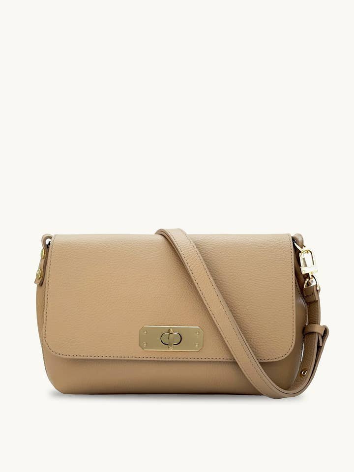 The Maisie Maxi Sand Leather Bag for wholesale by Apatchy London