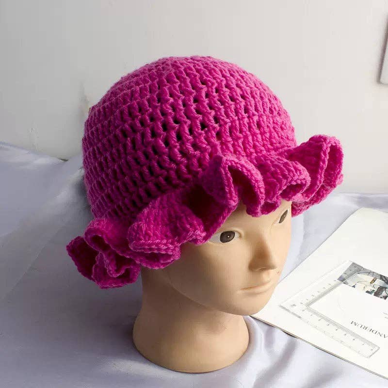 MB Fashion Wholesale - Vente Bob – femme - Chaque mode (PACK MIXTE 6 PIÈCES) Chapeau à bord volanté en crochet fait main3