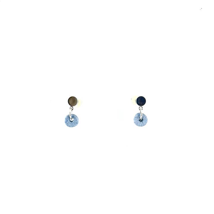 Light denim - Tiered ceramic donut studs | White gold for wholesale by NB MAKES