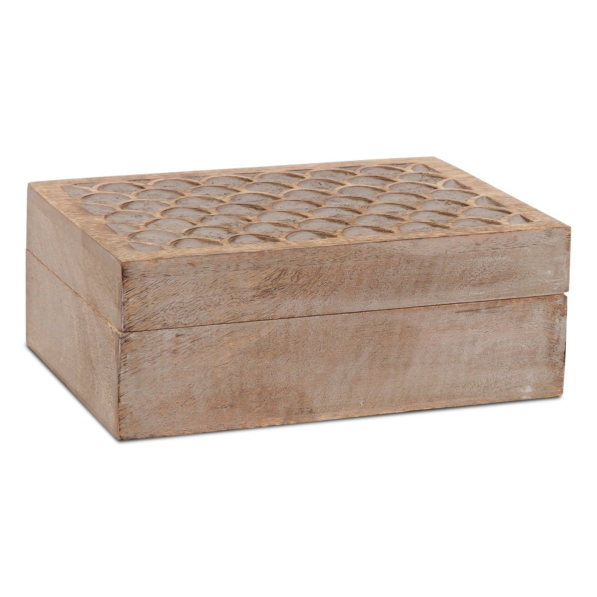 Mela Artisans - Wholesale Decorative Box - Carved Scallop Boxes -Light Grey1