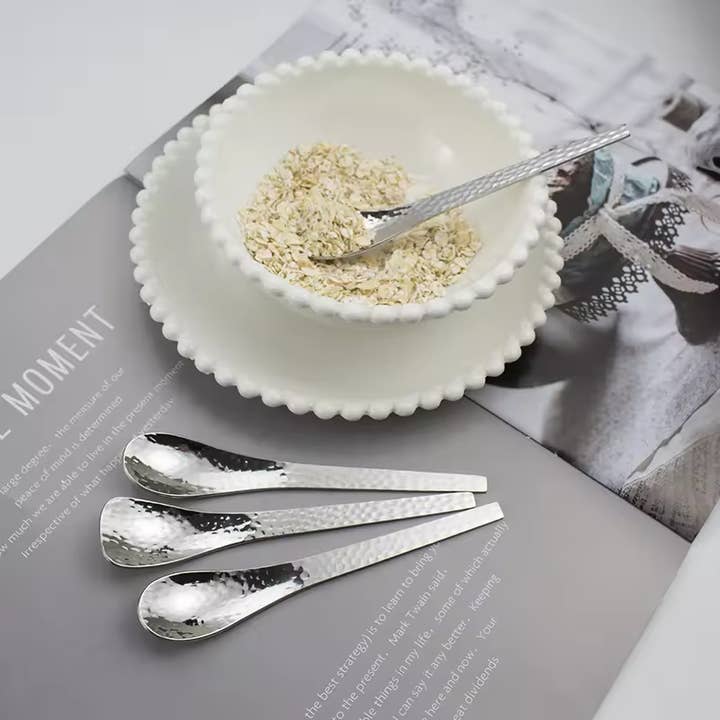 Sostraw & SmartThings - Wholesale Table spoon (cutlery) - Hammered Spoon - 2 shapes - 4 colors - Coffee, Tea, Desserts2