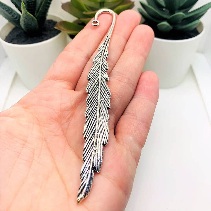 Guerrilla Charm - Wholesale Individual Charm/Pendant - Antique Silver Feather Bookmark Base, 117mm1