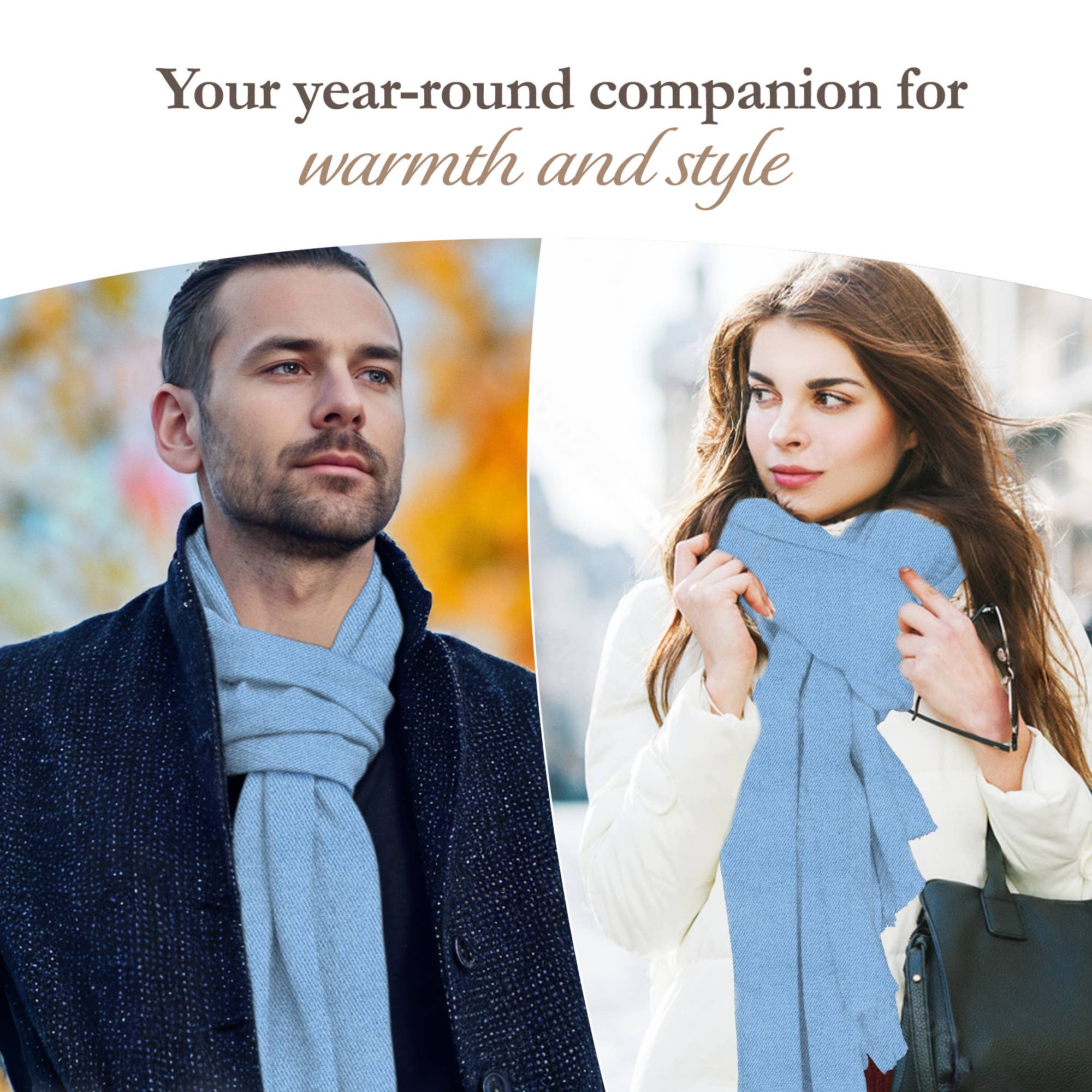 yanopurna – Engroshandel Tørklæde - Dame – Enkelt lys blå cashmere tørklæde3