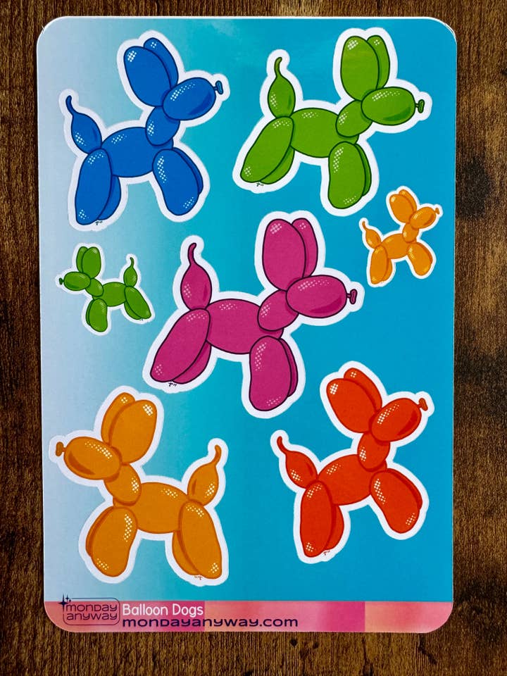 Balloon Dogs Sticker Sheet for wholesale by Monday Anyway