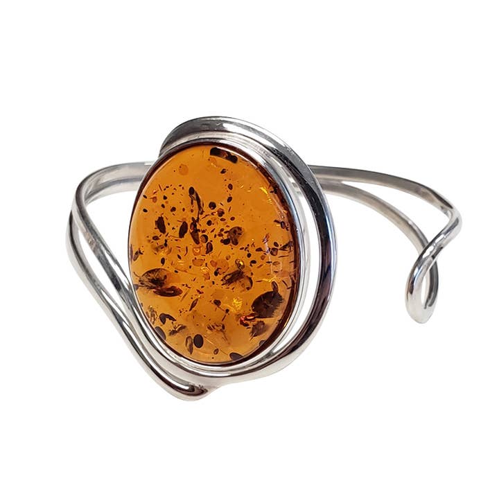 Cognac Amber Handmade Cuff Bracelet for wholesale by Amberman