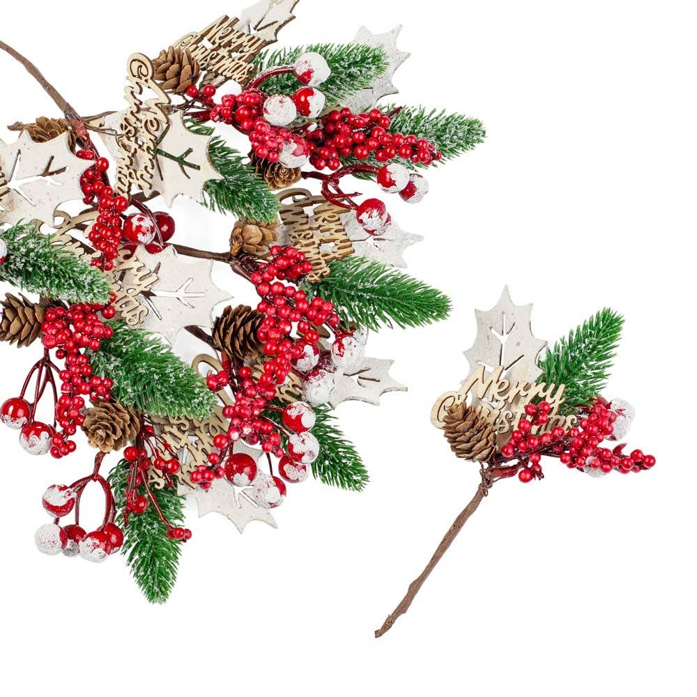 Factory Direct Craft - Wholesale Christmas Decoration - 6" Merry Christmas Holiday Tree and Berry Pick 3