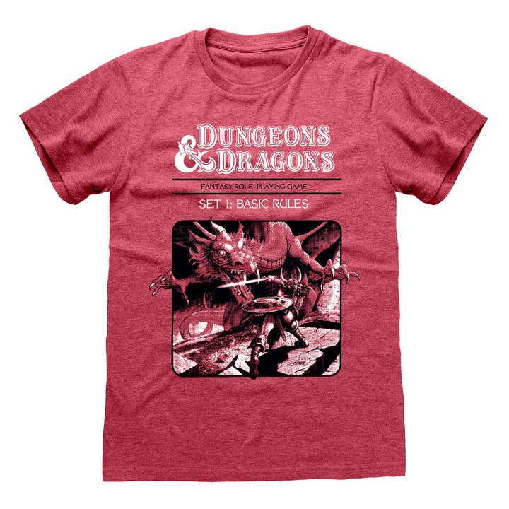 Heroes Inc. Europe B.V. - Wholesale Screen Printed T-Shirt - Unisex - Dungeons And Dragons Vintage Heather Red T-Shirt