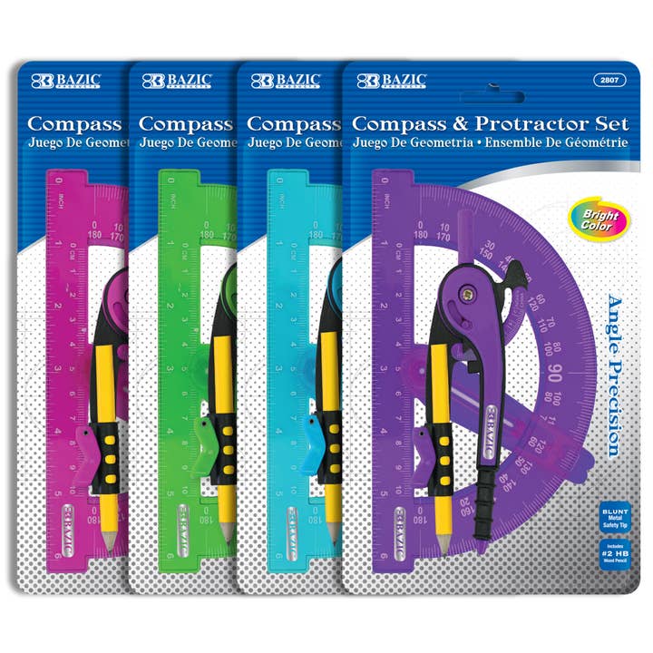 Compas à bras en écaille coloré BAZIC, ensemble de rétracteurs de 6 po pour la vente par BAZIC Products
