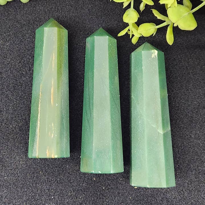 Jade 8 Faceted Tower 3.5 - 3.75 inches or 8.9 - 9.5cm for wholesale by Meraki Gemstones