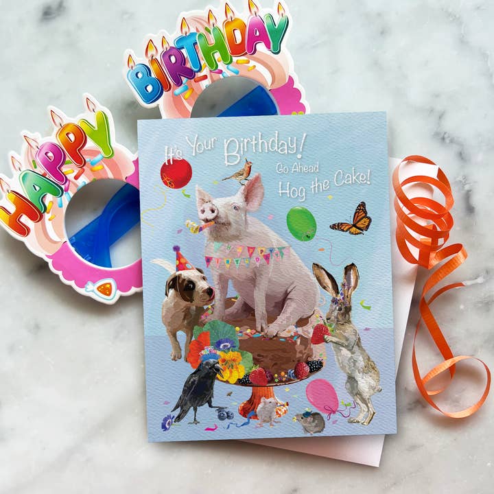 The Red Barn Press - Wholesale Verjaardagskaartje - Verjaardagskaart | Hog the Cake Animal Party1