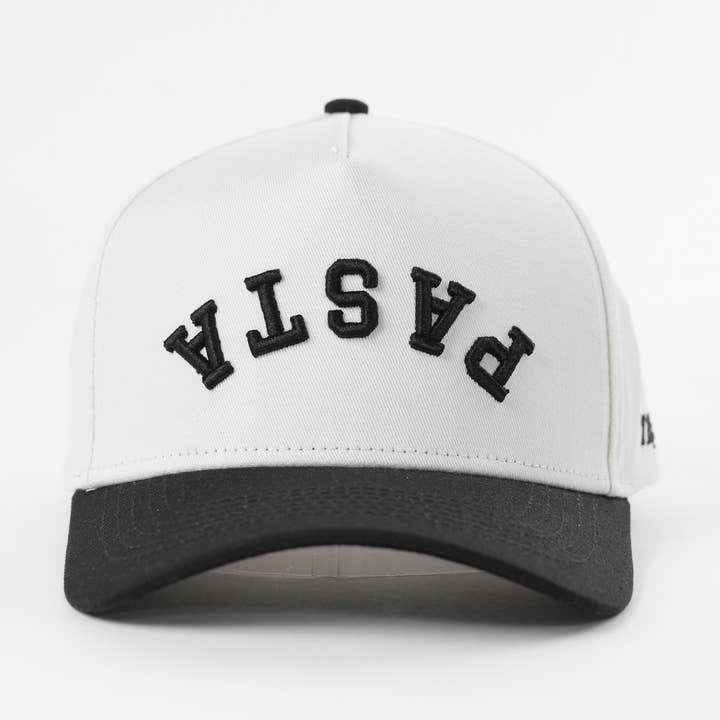 Pasta Upp och Ner Broderad A-Frame Snapback Keps för wholesale av The Hungry Sloth