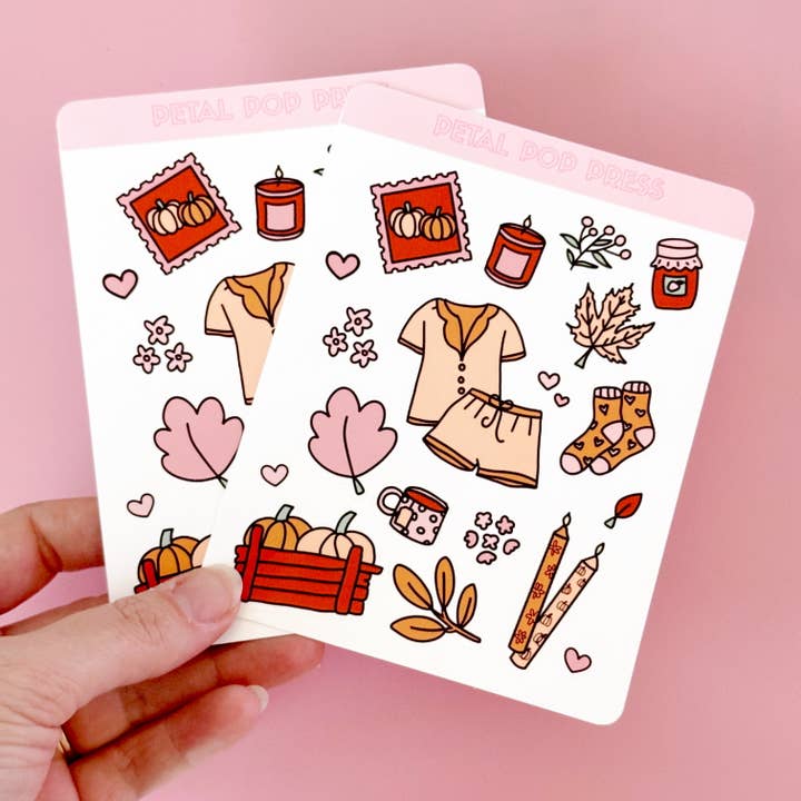Cozy Fall Sticker Sheet, Cozy Fall Journaling Stickers, Junk for wholesale by Cotswold Transfers