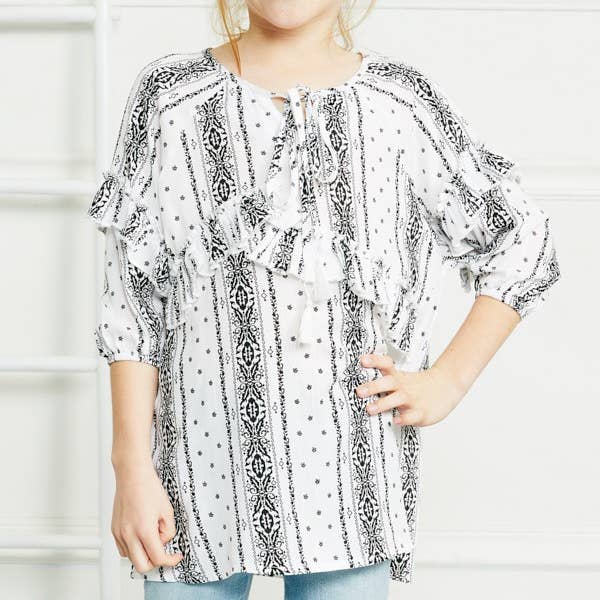 Tuniek met boho-print en ruches voor kinderen voor wholesale door Reborn J