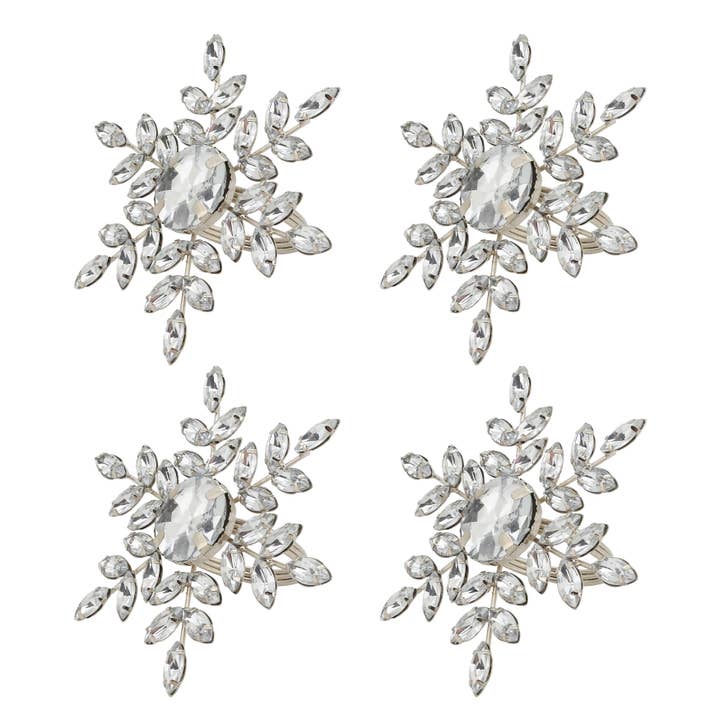 Saro Lifestyle - Wholesale Napkin ring - Festive Flurry Beaded Snowflake Napkin Ring (Set of 4)13