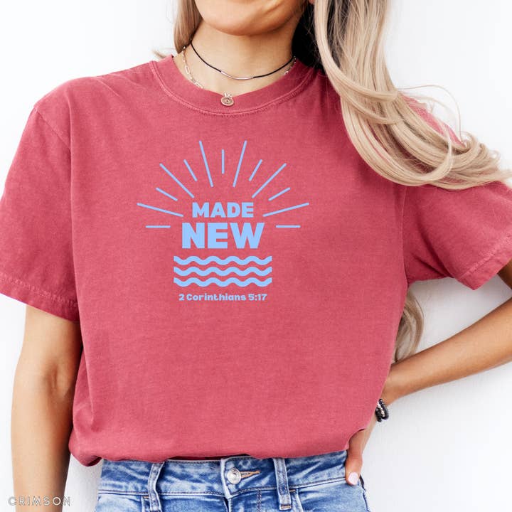 Faith & Life Christian Brands - Wholesale Screen Printed T-Shirt - Women's - Made New Baptism Christian Graphic T-Shirt9