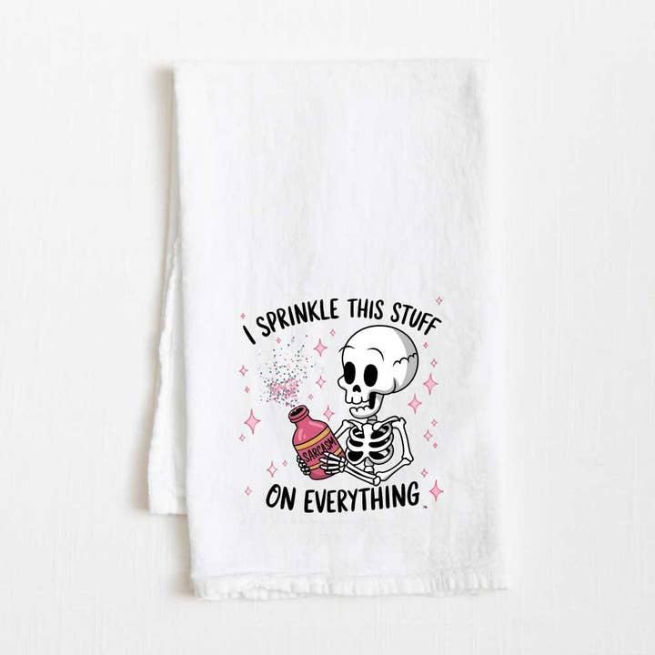 I Sprinkle This On Everything Flour Sack Kitchen Towel - 36” x 32” for wholesale by Towel Town