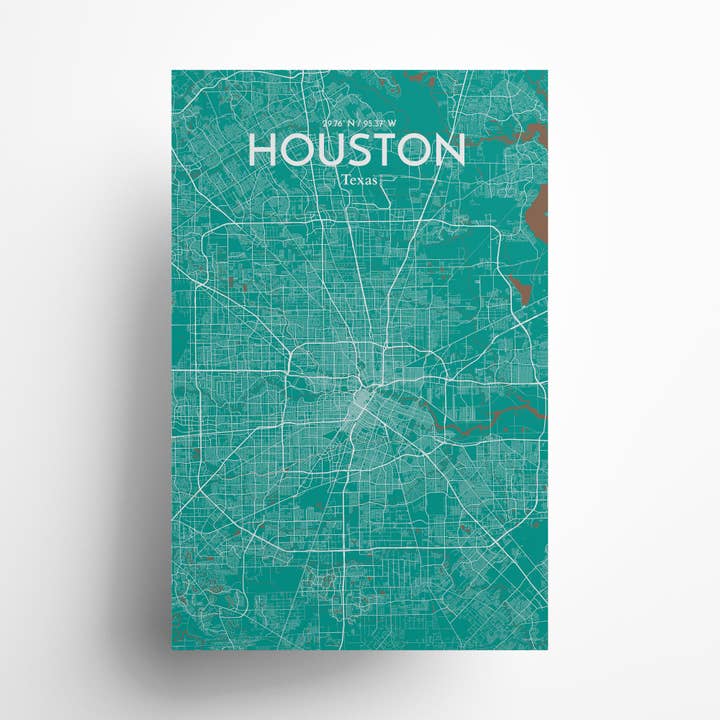 Affiche Carte de la ville de Houston pour la vente par OurPoster.com