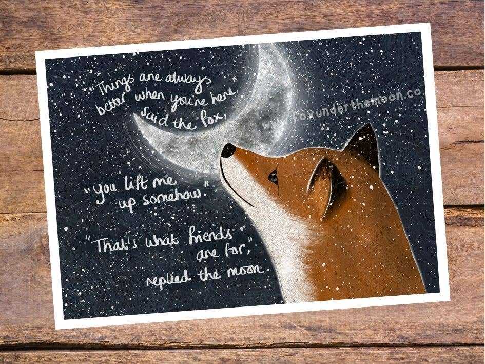 Fox Under The Moon - Venta al por mayor Ilustración - Impresión artística A4 ~ Lift Me Up4