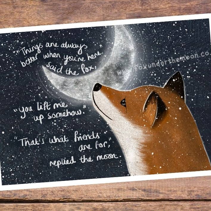 Fox Under The Moon - Venta al por mayor Ilustración - Impresión artística A4 ~ Lift Me Up4