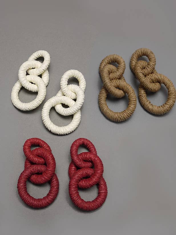 CHUNKY HEMP ROPE WRAPPED HOOP EARRINGS | 80E1932 for wholesale by JOSSLYN by wall to wall