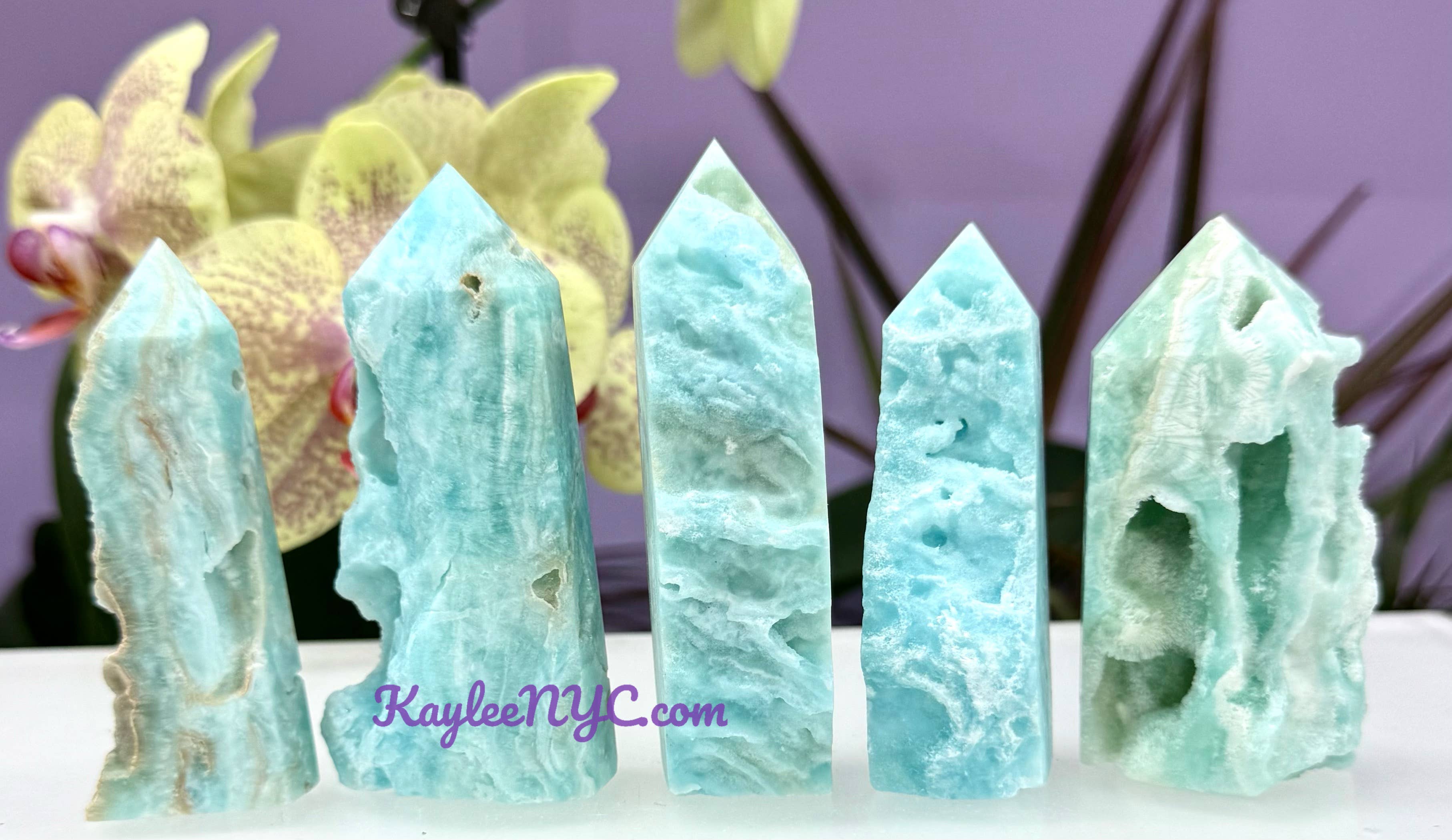 KayleeNYC - Wholesale Spirituele steen/kristal - 1 lb Natuurlijke Blauwe Aragoniet Obelisk Toren Punt Kristal0