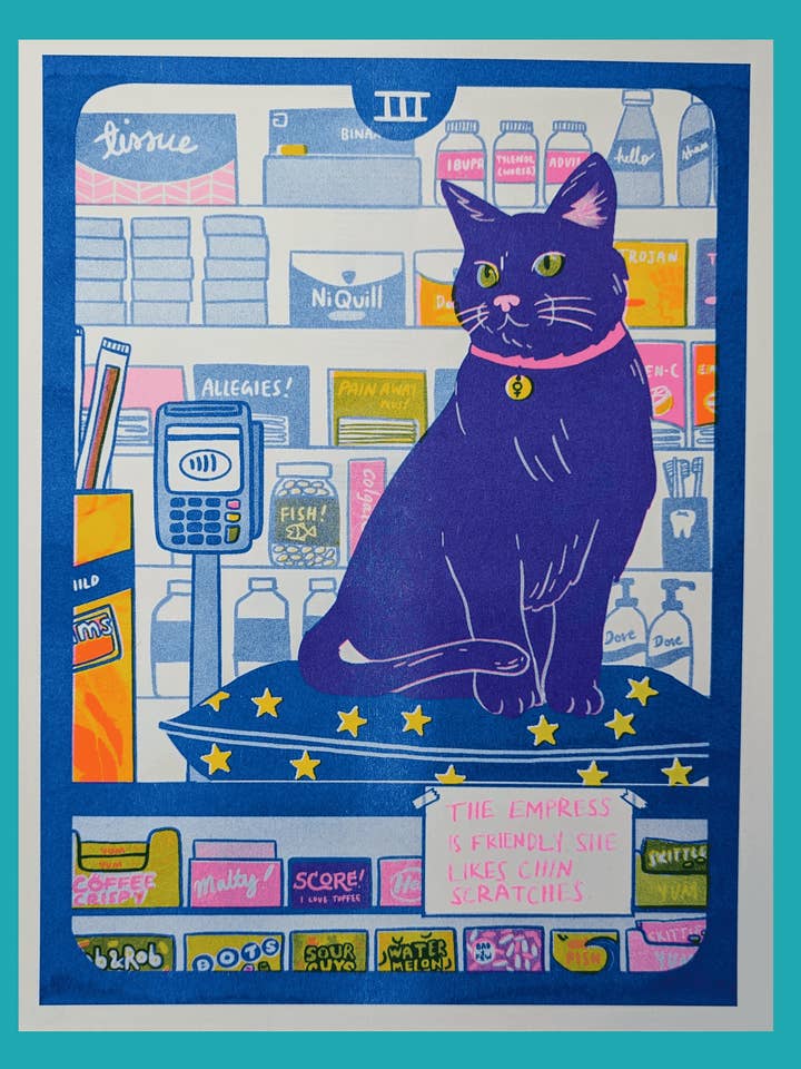 The Empress | 8.5"x11" Risograph print for wholesale by Christina Hu