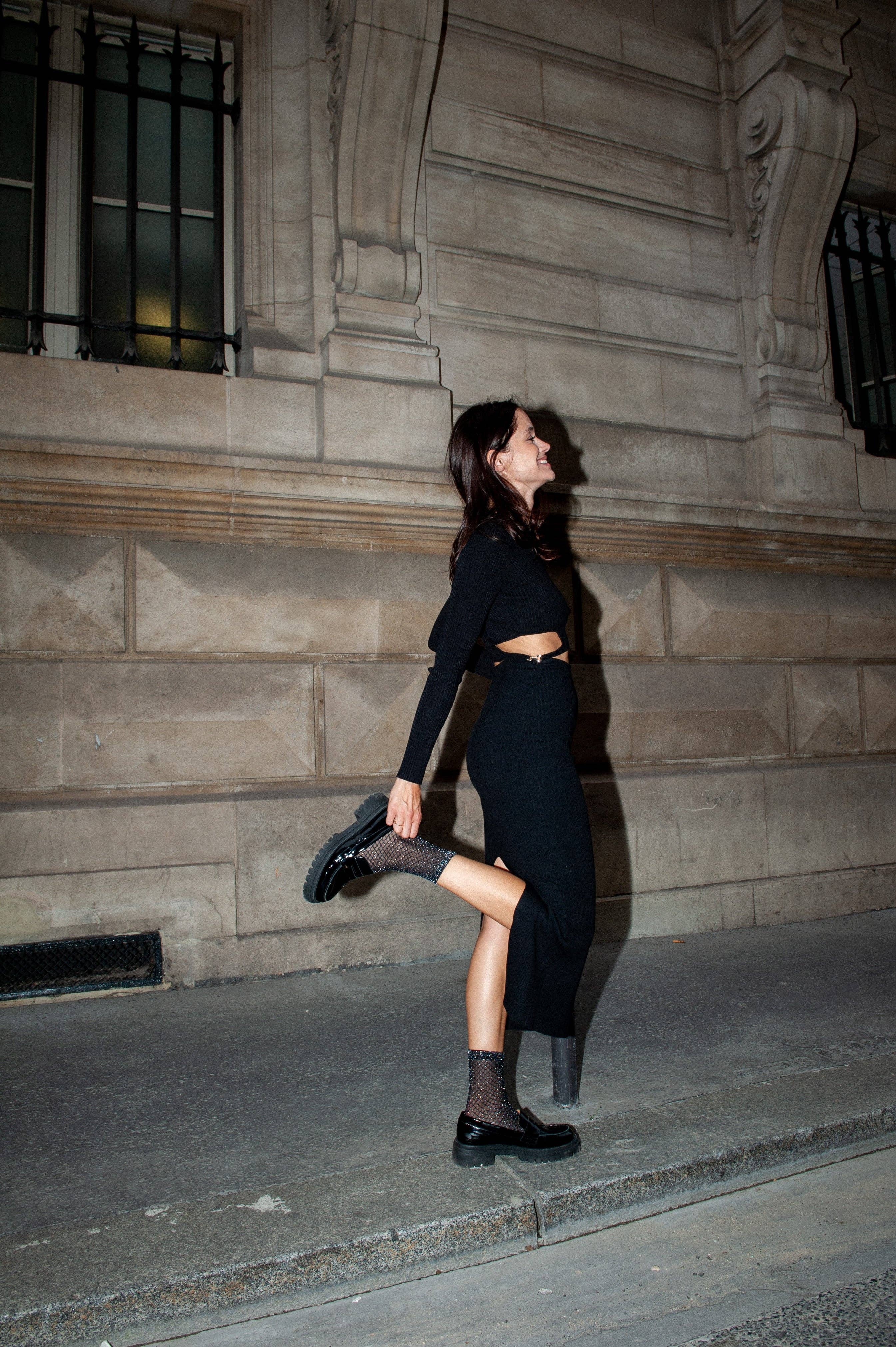 NERO Calzini alla caviglia in rete lurex in vendita all'ingrosso su Faire1