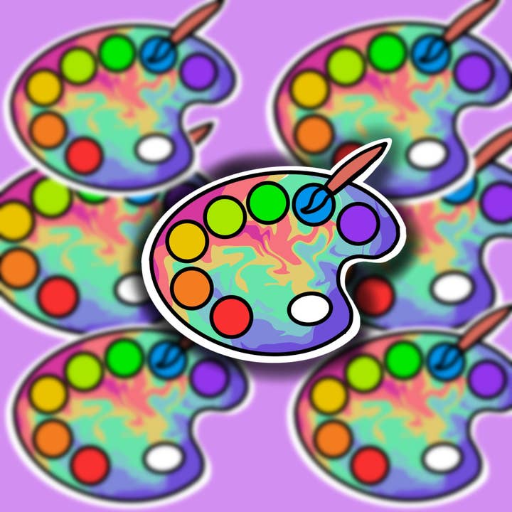 Farbpalettenaufkleber, Bat-/Regenbogenfarben (normal oder klein), wasserdicht, Laptop-Aufkleber, niedlicher Aufkleber, Autoaufkleber, wetterfester Aufkleber für den Großhandel von Buzz Tie Dye Creations