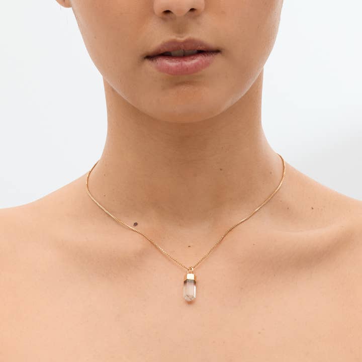 GeoCentral - Wholesale Pendant/Charm Necklace - Mini Crystal Pendulum Necklace: Clear Quartz (From Brazil)