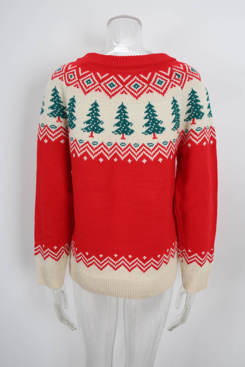 RED Loose long-sleeved knitted Christmas sweater for wholesale on Faire8