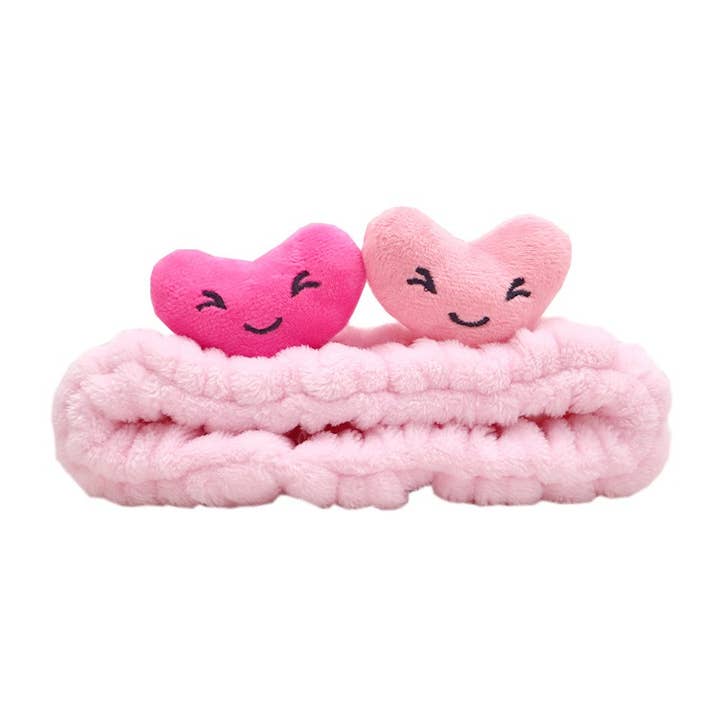PINEAPPLE Beauty - Vente Bandeau pour le spa - CALA 69149 Bandeau en peluche en forme de cœur rose - 6 pièces