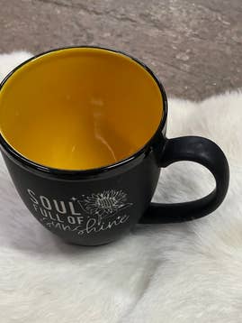 Soul Full of Sunshine Sunflower Matte Ceramic Bistro Mug for wholesale by MK Designs
