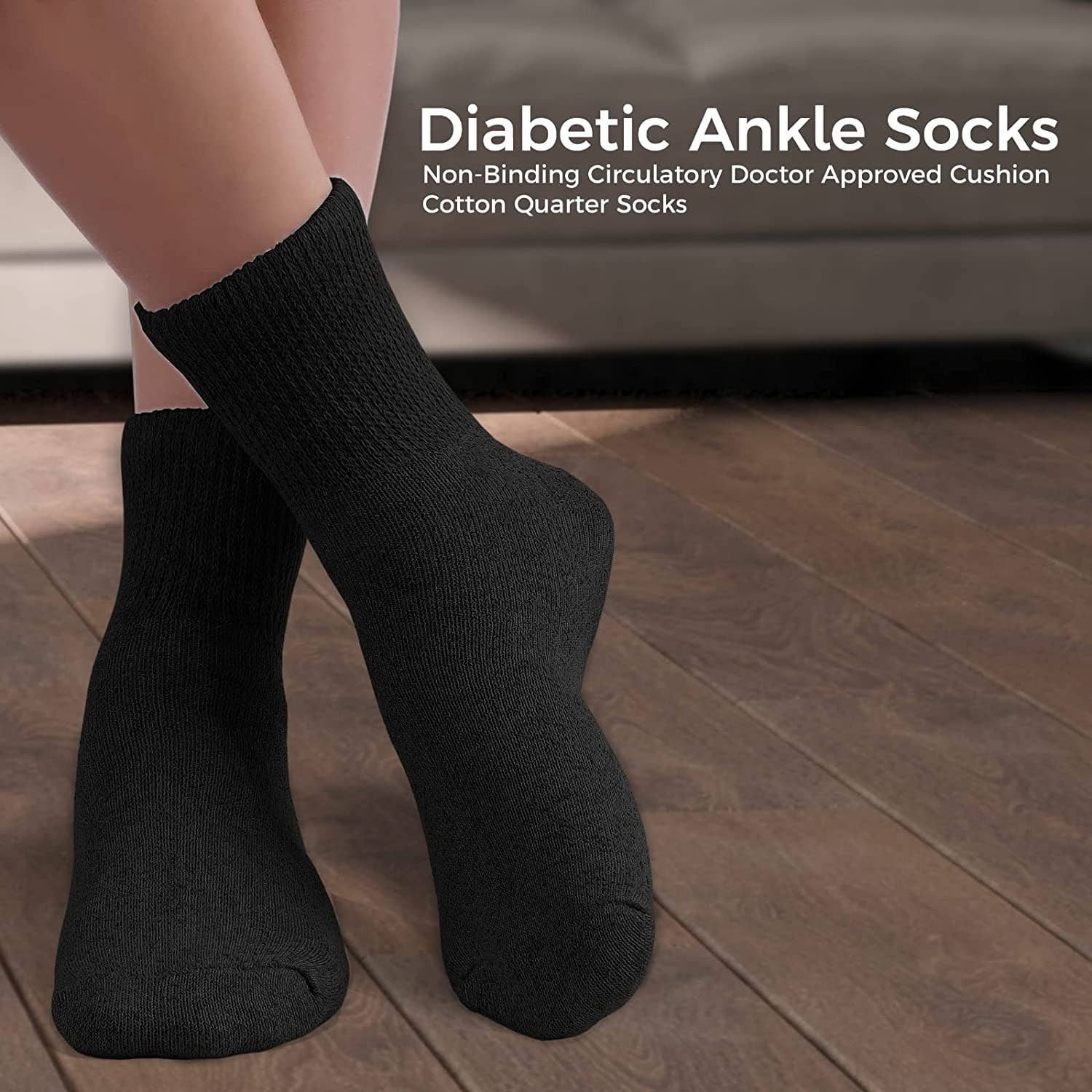 VINCO GROUP - Wholesale Socks - Unisex - Diabetic Ankle Socks, Non-Binding Circulatory Doctor Approved Cushion Cotton Quarter Socks for Men’s Women’s.2