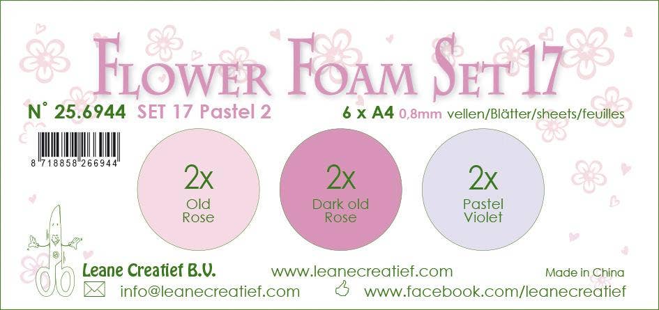 Ecstasy Crafts Distributing - Wholesale Craft supplies - Flower Foam Set 17, 6 Sheets A4 3X2 Pastel Colours 2.