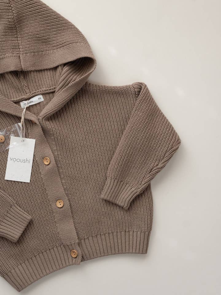 Yooushi - Wholesale Cardigan - Baby - Chocolate Chip Hooded Knit Cardigan6