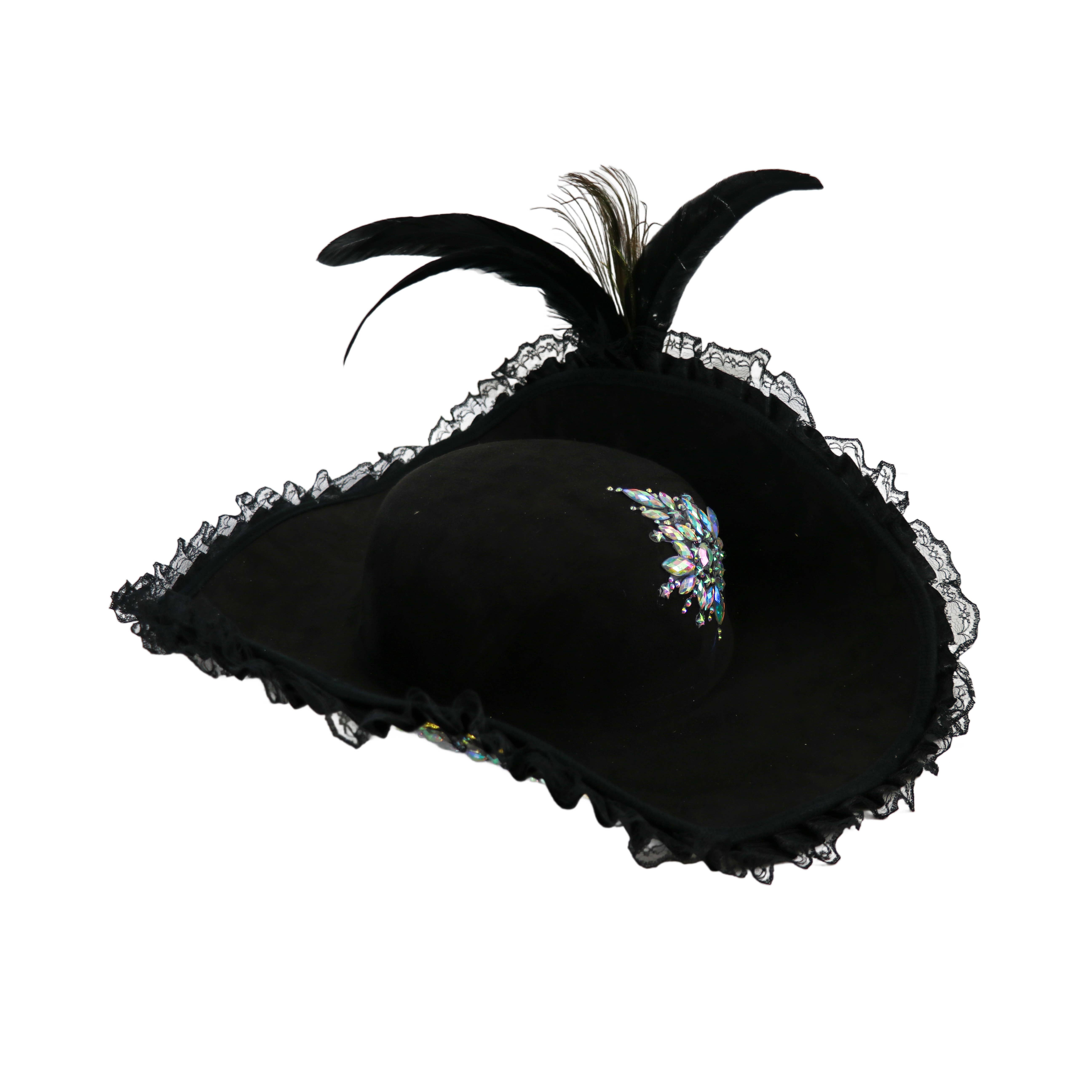 Western Fashion – wholesale Costume – Women's – THREE POINT PIRATE HAT WITH RHINESTONES2