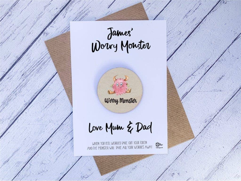 Dios Designs – wholesale Keepsake coin/token – Wooden token - Worry Monster token0