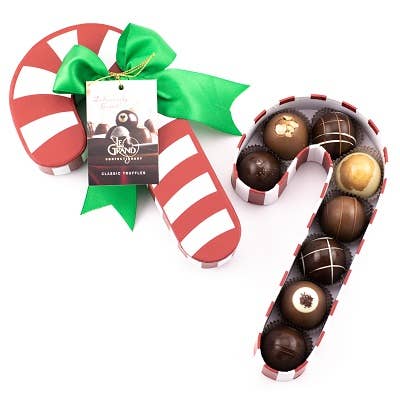 Le Grand Confectionary - Wholesale Chocolate Box - Candy Cane - 8 pc Petite Chocolate Truffle Box - Christmas