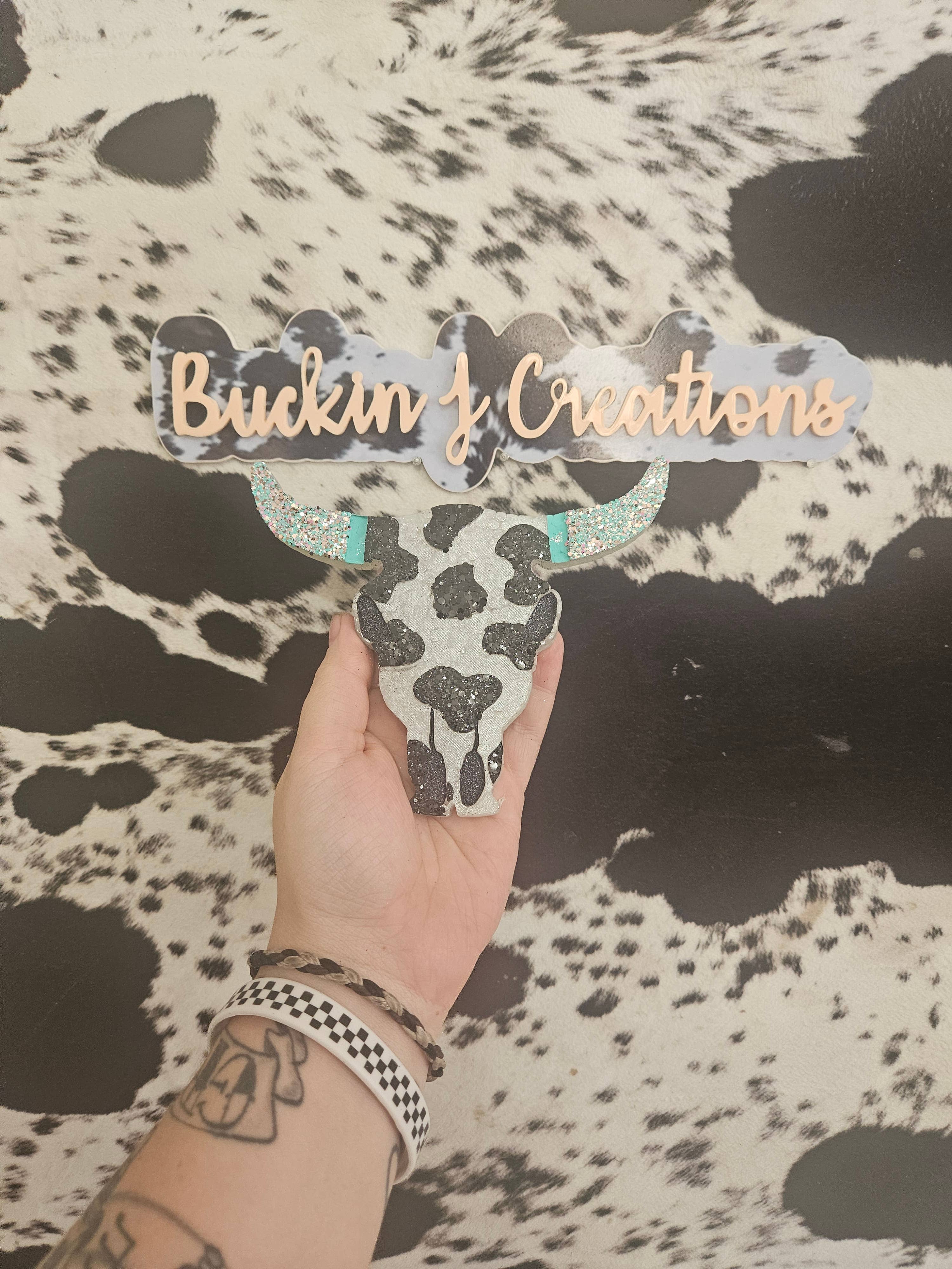 Buckin J Creations - Wholesale Car Freshener - Women's - Cow Print Cow Skull Car Air Freshener4