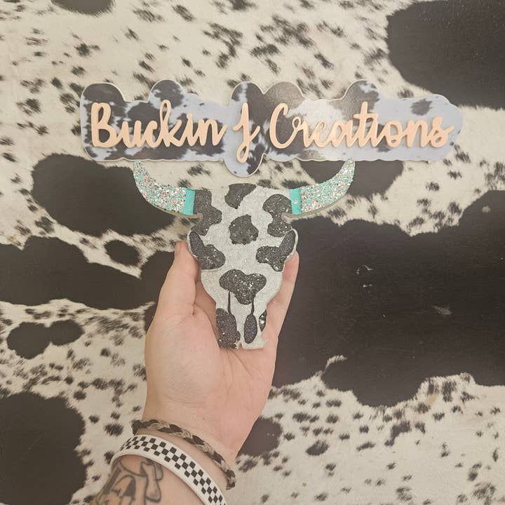 Buckin J Creations - Wholesale Car Freshener - Women's - Cow Print Cow Skull Car Air Freshener4