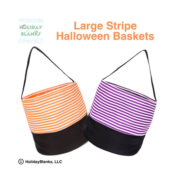 Halloween Stripe design basket embroidery blanks for wholesale by Holiday Blanks