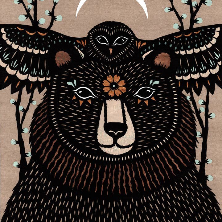 Impression artistique sur papier découpé « Compagnons of the Night Passing », 40,6 x 50,8 cm pour la vente par Rural Pearl: Cut Paper Art by Angie Pickman