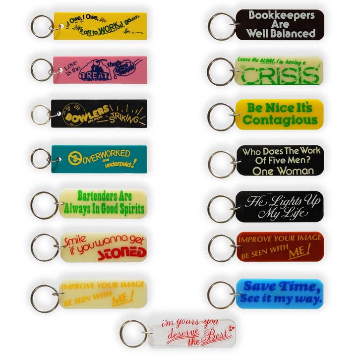 Vintage Novelty Keychains for wholesale by Hungry Ghost Press