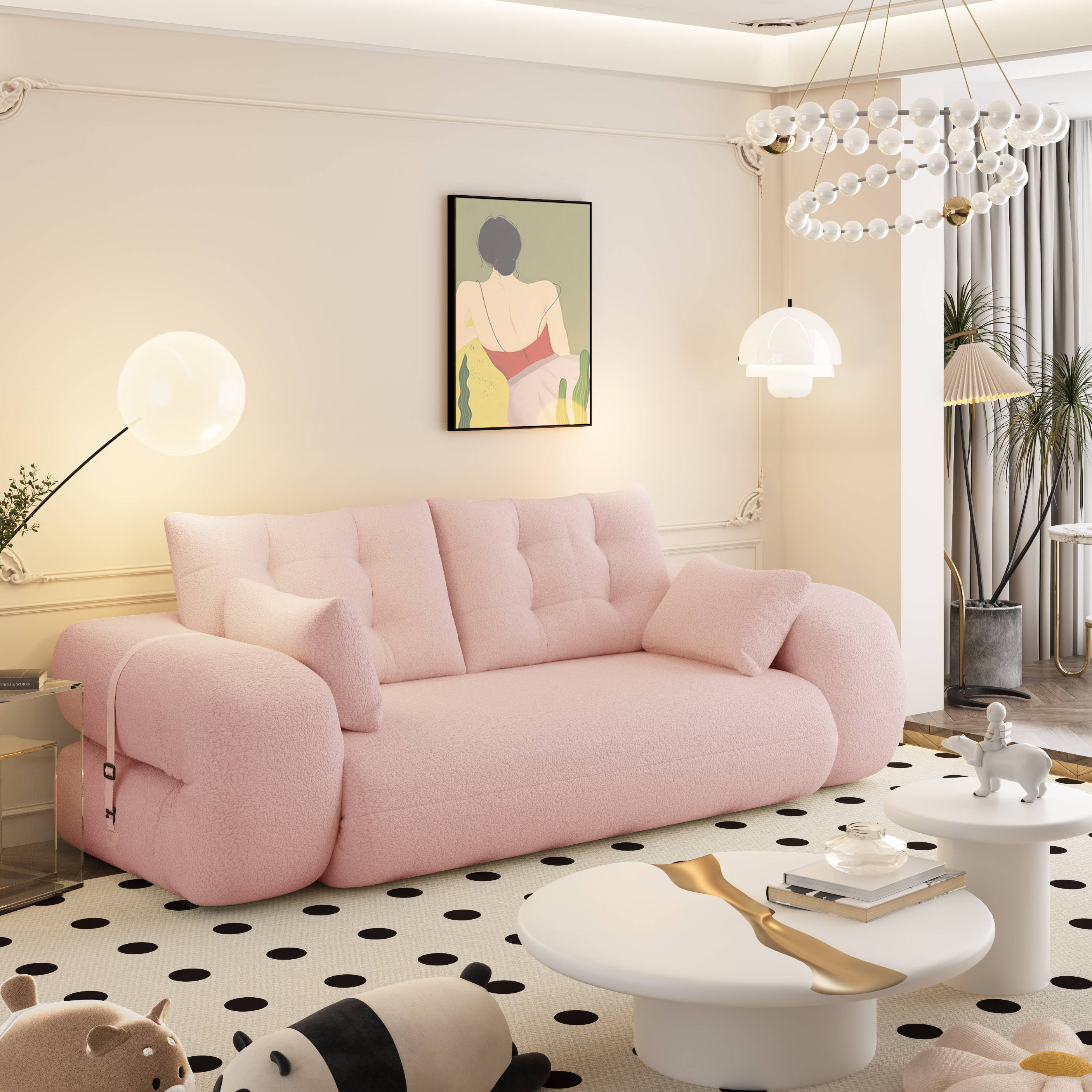 39F Inc. - Wholesale Sofa - 3-in-1 Foldable Teddy Sofa Bed w/Pillows 4 Colors10