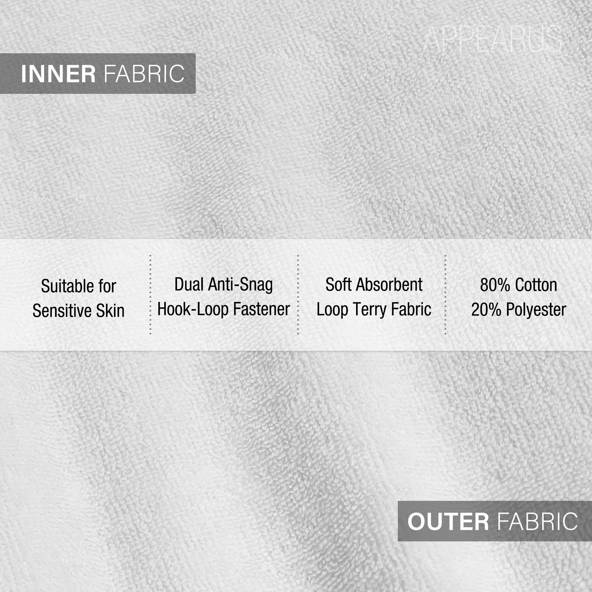 Appearus Products Corp. - Wholesale Spa Headband - Case of 360: Cotton Terry Spa Headband, Soft Velcro, White6