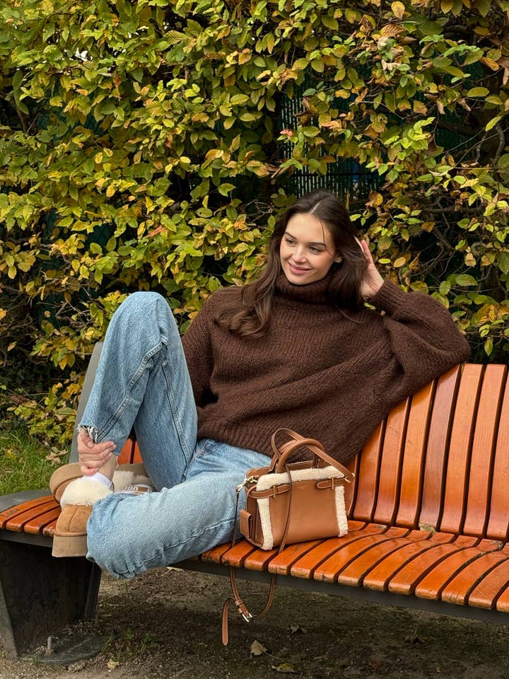 NOELINE - Wholesale Knit Sweater - Women's - Oversized turtleneck sweater with alpaca
