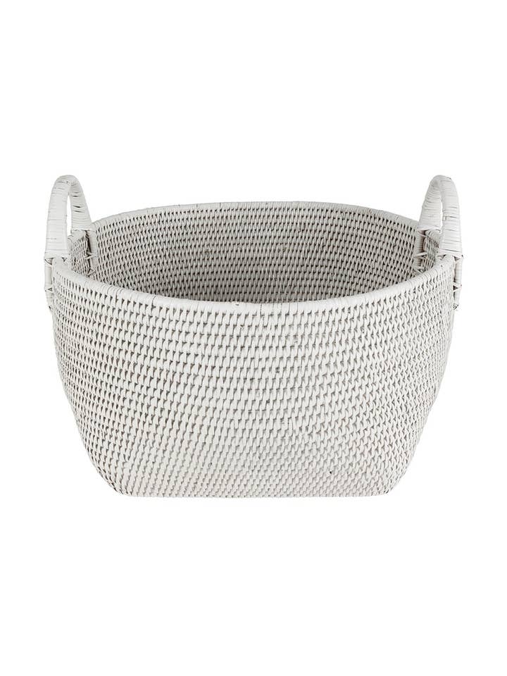 Handy Handwoven Rattan Basket - White for wholesale by Madame Smart Ltd