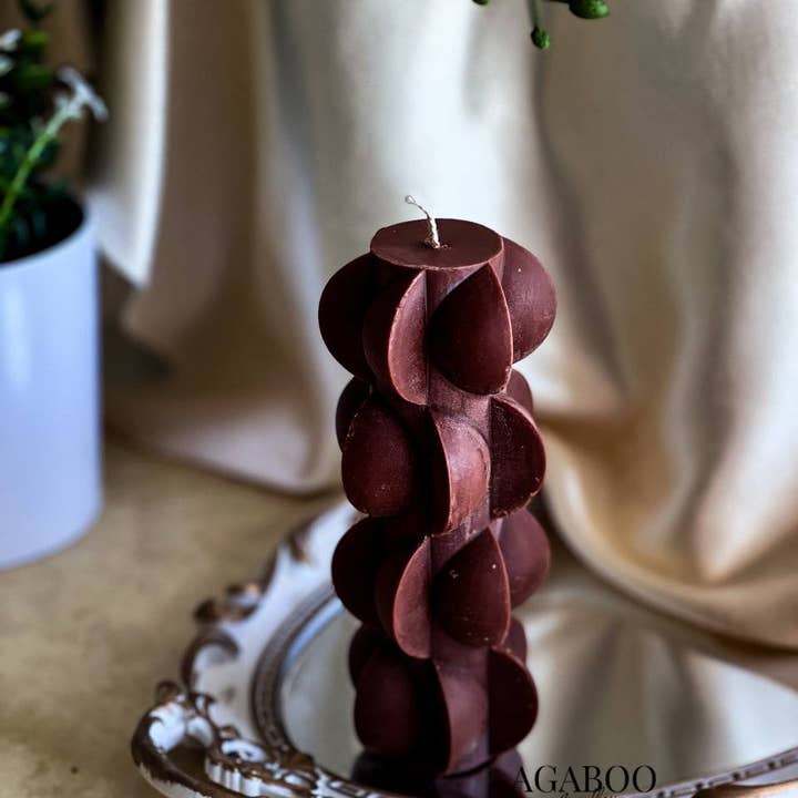 Agaboo Candle - Wholesale Novelty candle - Unique Design Wavy Tall Pillar Candle 6x2.5in7