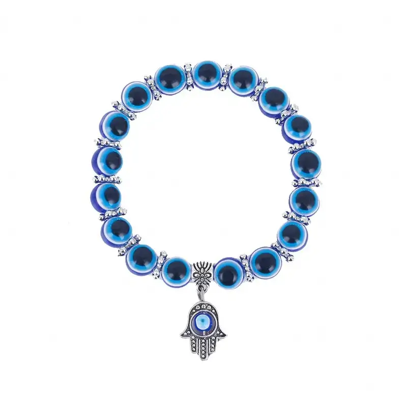 Magnifique Hearts - Wholesale Beaded Bracelet - Evil Eye Bracelet: Chakra Beads, Unisex  Hamsa Hand Pendant1