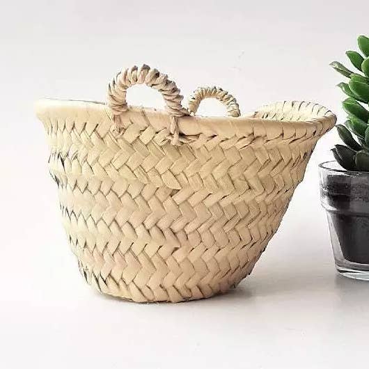 Cesto de Palha Feito à Mão, Estilo Boho, Pequeno Armazenamento Decorativo por atacado de craftberber
